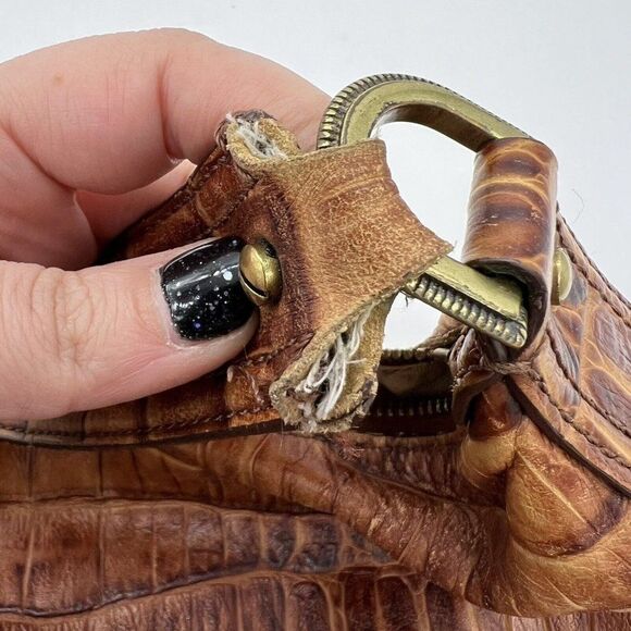 Cole Haan Croc Print Leather Purse Brown - Picture 7 of 7